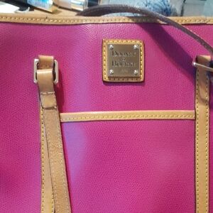 Dooney & Bourke Fuchsia and Tan Tote
